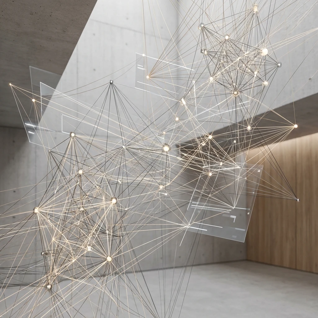 Warm-neutral generative architectural system used as the featured Journal visual
