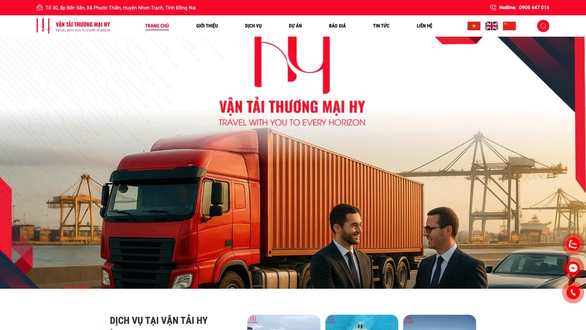 Vận Tải Thương Mại HY production website preview