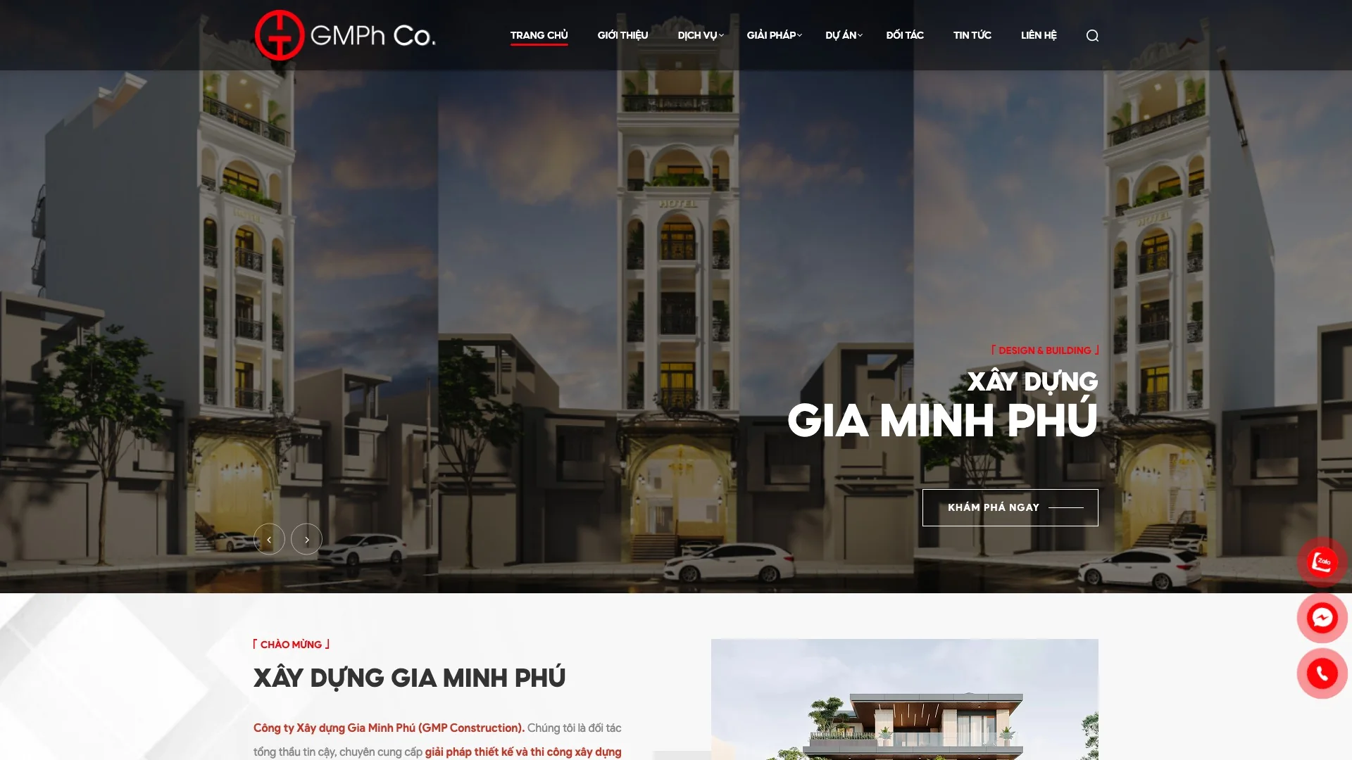 Xây Dựng GMP / Gia Minh Phú production website preview